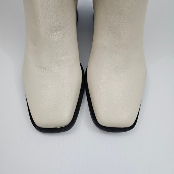 Sam Edelman Wade Knee High Boot Womens 10 Ivory Cream Leather Block Heel NEW - Picture 7 of 16